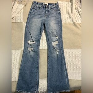 BKE Light Blue Distressed Flare Jeans